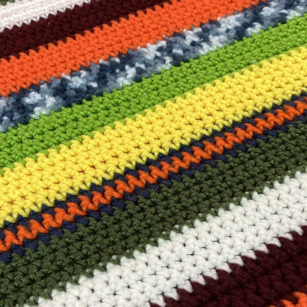 Vintage Granny Crochet Table Runner / Sofa‎ Throw Handmade Multicolor 65x25